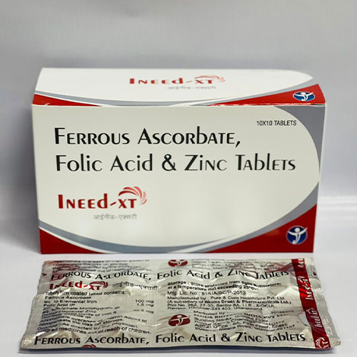 Product Name: INEED XT, Compositions of INEED XT are FERROUS ASCORBATE FOLIC ACID & ZINC - Janus Biotech