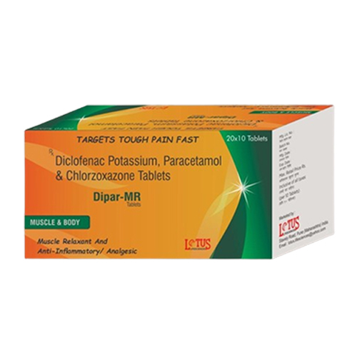 Product Name: Dipar MR, Compositions of Dipar MR are Diclofenac Potassium, Paracetamol & Chlorzoxazone Tablets  - Jonathan Biocare