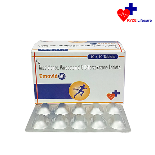 Product Name: Emovid MR, Compositions of Emovid MR are Aceclofenac, Paracetamol & Chlorzoxazone Tablets.  - Ryze Lifecare
