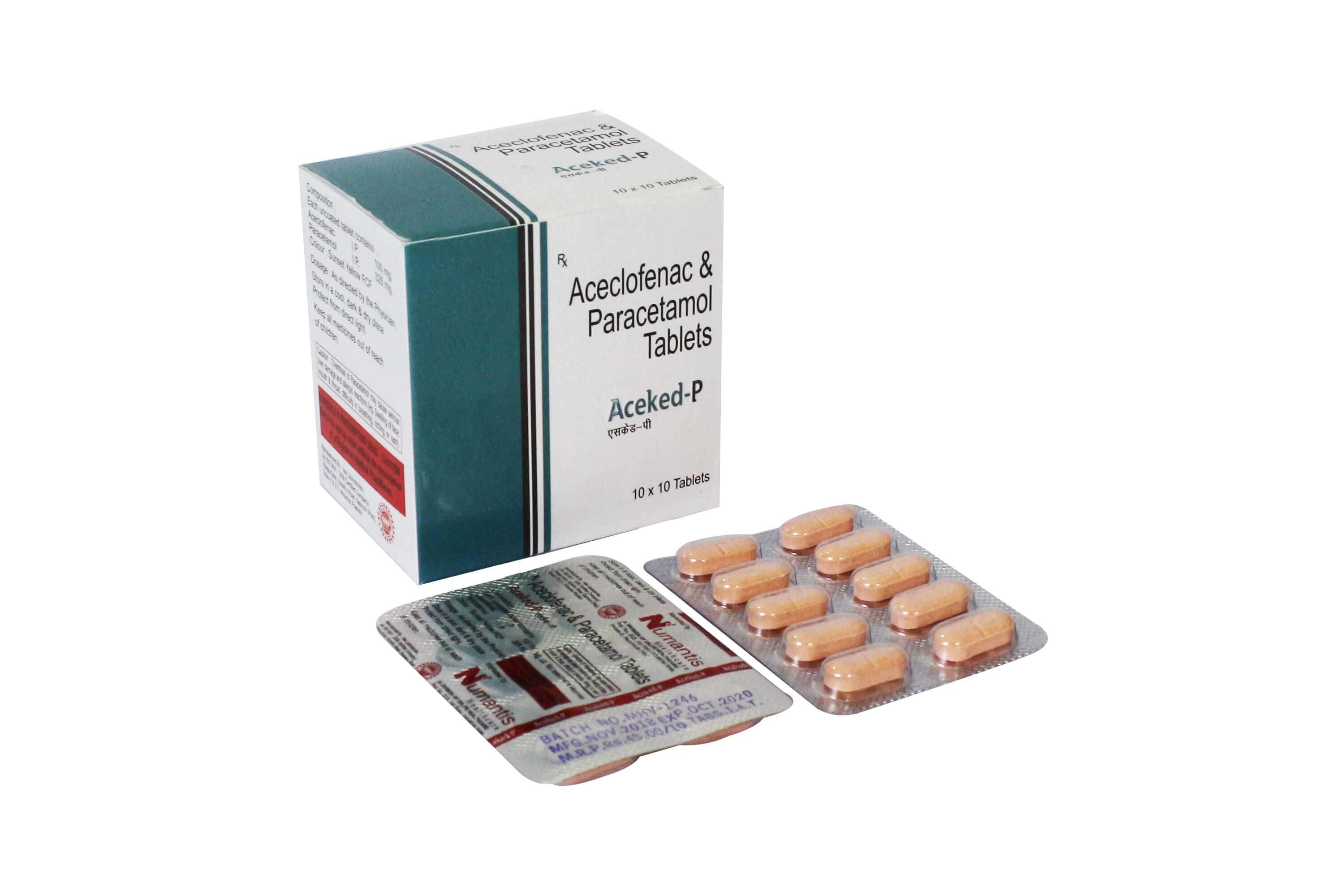 Product Name: Aceked P, Compositions of Aceked P are Aeclofenac & Paracetamol Tablets - Numantis Healthcare