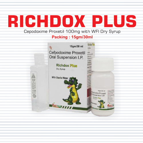 Product Name: Richdox Plus, Compositions of Richdox Plus are Cefpodoxime Proxtil Oral Suspension IP - Pharma Drugs and Chemicals