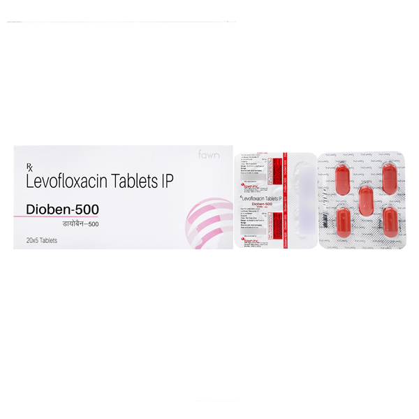 Product Name: DIOBEN 500, Compositions of Levofloxacin 500 mg. are Levofloxacin 500 mg. - Fawn Incorporation