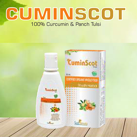 Product Name: Cuminscot, Compositions of Cuminscot are 100% Curcumin & Punch Tulsi - Scothuman Lifesciences
