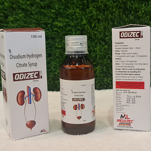 Product Name: Odizec, Compositions of Odizec are Disodium Hydrogen Citrate Syrup - Medizec Laboratories