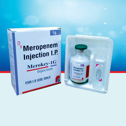 Product Name: Merokey 1G, Compositions of Merokey 1G are Meropenem Injection I.P. - Healthkey Life Science Private Limited