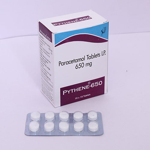 Product Name: PYTHENE 650, Compositions of PYTHENE 650 are Paracetamol Tablets IP 650mg - Biomax Biotechnics Pvt. Ltd