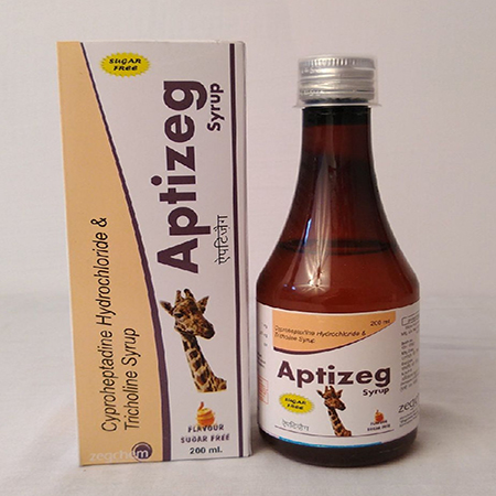 Product Name: Aptizeg, Compositions of Aptizeg are Cyproheptadine Hydrochloride And Tricholine Syrup - Zegchem
