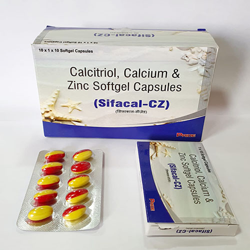 Product Name: Sifacal CZ, Compositions of Sifacal CZ are Calcitrol,Calcium & Zinc Softgel Capsules - Pride Pharma