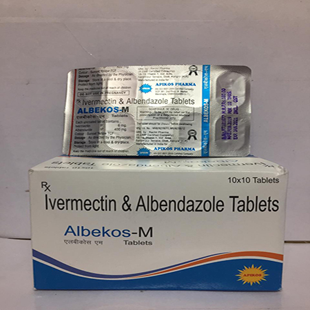 Product Name: ALBEKOS M, Compositions of ALBEKOS M are Ivermectin & Albendazole Tablets - Apikos Pharma
