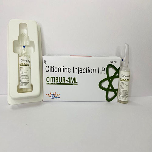 Product Name: Citibur 4 ML, Compositions of Citibur 4 ML are Citicoline Injection I.P. - Burgeon Health Series Pvt Ltd