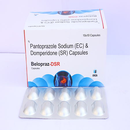 Product Name: Beloprad DSR, Compositions of Beloprad DSR are Pantoprazole Sodium (EC) & Domperidone (SR) Capsules - Eviza Biotech Pvt. Ltd