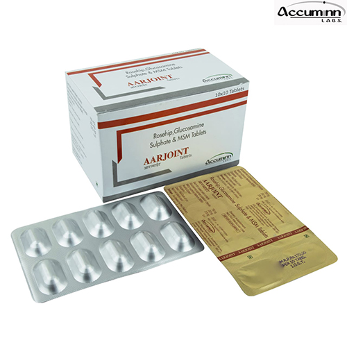 Product Name: Aarjoint, Compositions of Aarjoint are Rosehip, Glucosamine Sulphate & MSM Tablets - Accuminn Labs