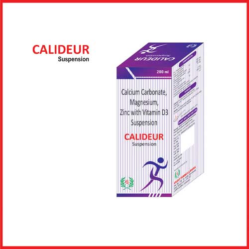 Product Name: Calideur, Compositions of Calideur are Calcium Carbonate,Magnesium,Zinc & Vitamin d3 Suspension - Greef Formulations