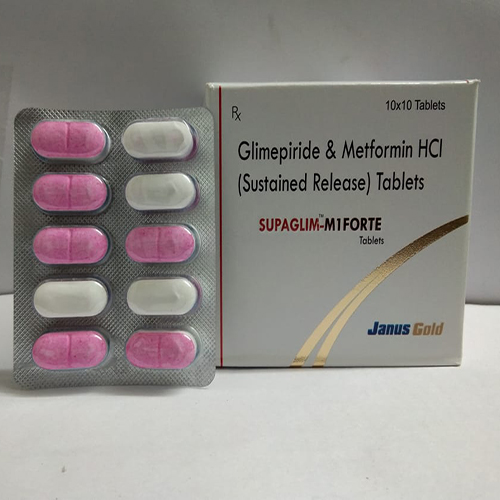 Product Name: Supaglim M1 forte, Compositions of Supaglim M1 forte are Glimepiride & Metformin HCL (SR) Tablets - Janus Biotech