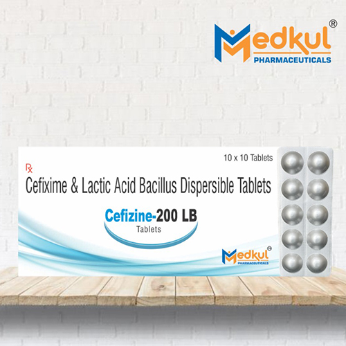 Product Name: Cefzime 200 LB, Compositions of Cefzime 200 LB are Cefixime & Lactic Acid Bacillus Dispersible Tablets - Medkul Pharmaceuticals