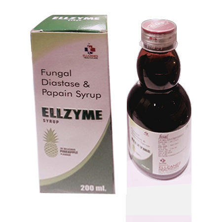 Product Name: Ellzyme, Compositions of Ellzyme are Fungal Diastate & Papain Syrup - Ellcanes Healthcare Pvt. Ltd