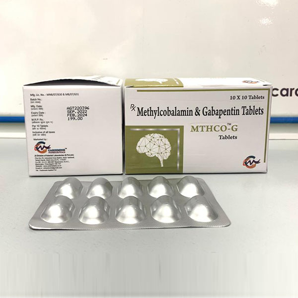 Product Name: Mthco G, Compositions of Mthco G are Methylcobalamin & Gabapentin Tablets - Aseric Pharma