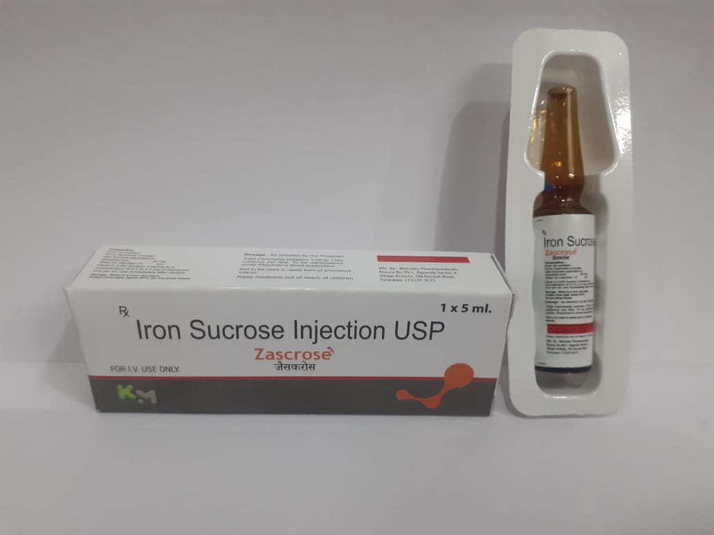 Product Name: ZASCROSE, Compositions of ZASCROSE are Iron Sucrose Injection USP - Kryptomed Formulations Pvt Ltd
