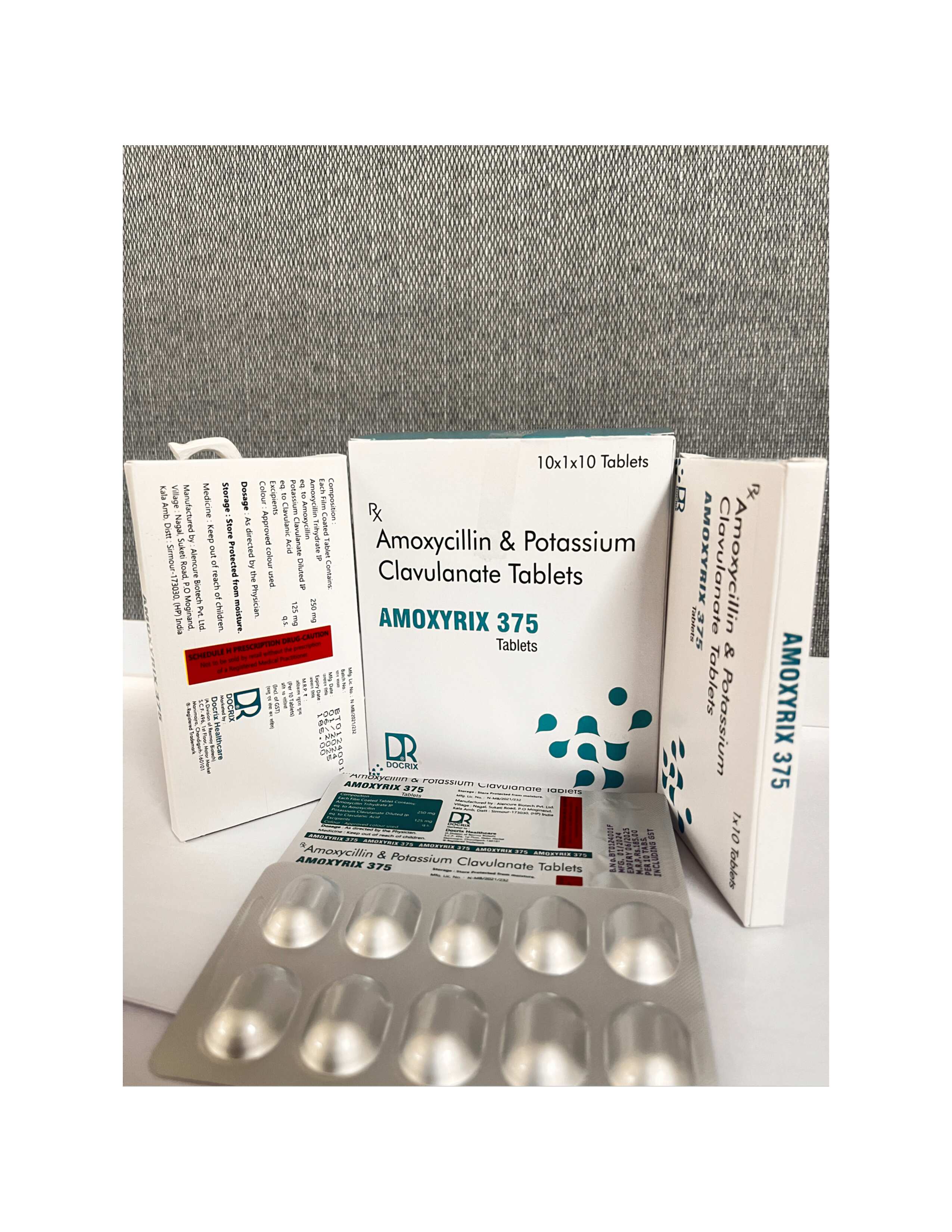 Product Name: Amoxyrix 375, Compositions of Amoxyrix 375 are Amoxycilin & Potassium Clavulanate Tablets  - Docrix Healthcare