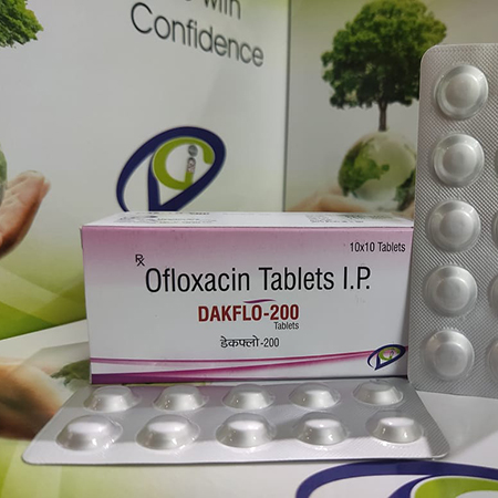 Product Name: Dakflo 200, Compositions of Dakflo 200 are Ofloxacin Tablets IP - Dakgaur Healthcare