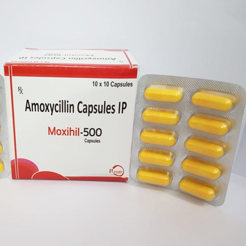 Product Name: MOXIHIL 500 Capsules, Compositions of are Amoxycillin 500mg  - JV Healthcare