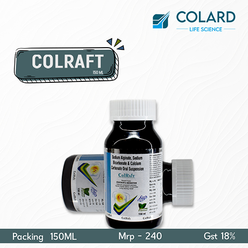 Product Name: COLRAFT, Compositions of COLRAFT are Sodium Bicarbonate Calcium Carbonate & Oral Suspension  - Colard Life Science
