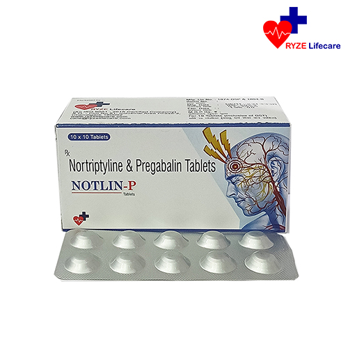 Product Name: NOTLIN P, Compositions of NOTLIN P are Nortriptyline & Pregabalin Tablets  - Ryze Lifecare
