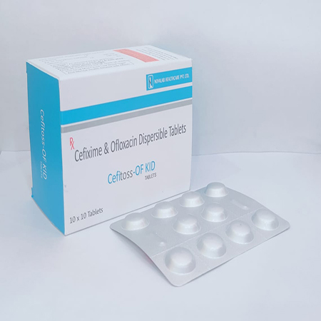 Product Name: Cefitoss OF Kid, Compositions of Cefitoss OF Kid are Cefixime & Ofloxacin Dispersable Tablets - Novalab Health Care Pvt. Ltd