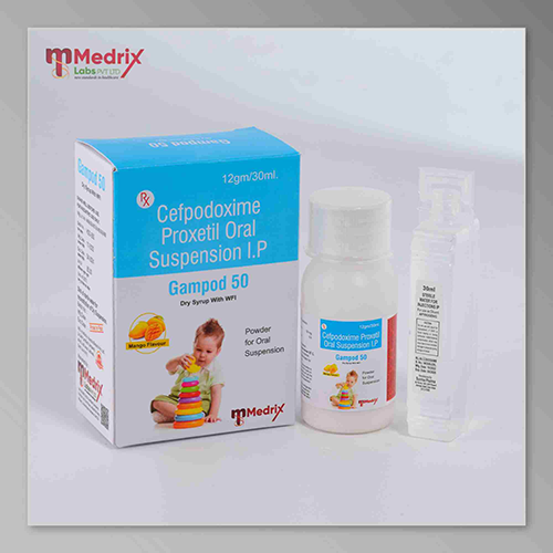 Product Name: Gampod 50, Compositions of Gampod 50 are Cefpodoxime Proxetil Oral Suspension I.P  - Medrix Labs Pvt Ltd