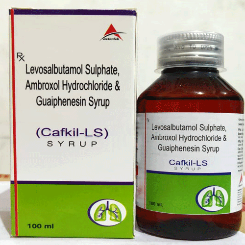 Product Name: Cafkil LS, Compositions of Cafkil LS are Levosalbutamol Sulphate Ambroxol Hydrochloride & Guaiphenesin - Asterisk Laboratories