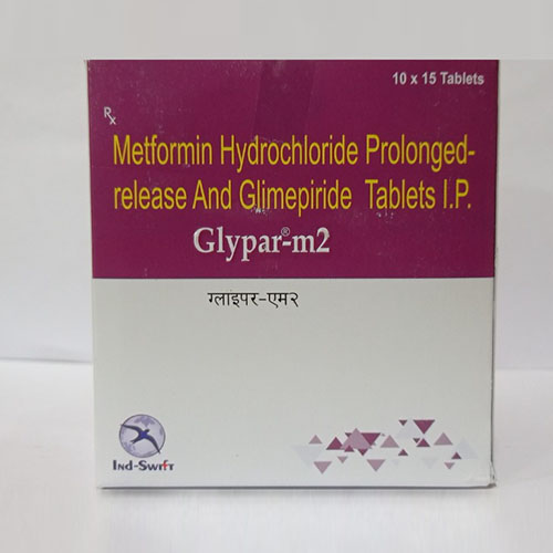 Product Name: Glypar m2, Compositions of Glypar m2 are Metfortin Hydrochloride Prolonged Release and Glimepiride Tablets IP - Yazur Life Sciences