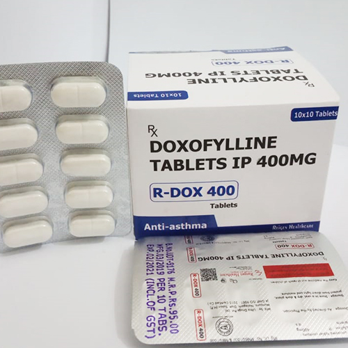 Product Name: R DOX 400 Tablets, Compositions of R DOX 400 Tablets are DOXOFYLLIN 400 MG - JV Healthcare
