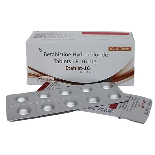 Product Name: Etahist 16, Compositions of Etahist 16 are Betahisitine Hydrochloride Tablets IP 16 mg - Mediphar Lifesciences Private Limited