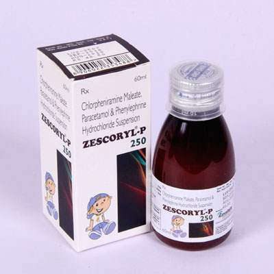 Product Name: Zescoryl p, Compositions of Zescoryl p are Paracetamol  & Phneylephrne Hydrochloride Suspension - Bluewaterresearch