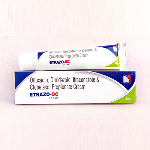Product Name: Etrazo OC, Compositions of Etrazo OC are Ofloxacin,Ornidazole,Itraconazole & Clobetasol Propionate Cream - Nova Indus Pharmaceuticals