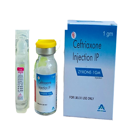 Product Name: ZYXONE 1GM, Compositions of ZYXONE 1GM are Ceftriaxone Injection IP - Amzy Life Care