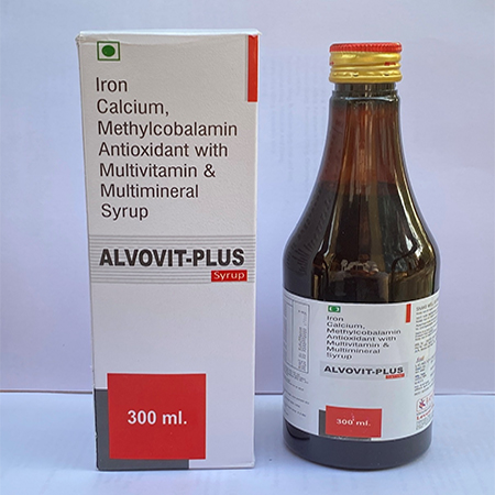 Product Name: Alvovit Plus, Compositions of Alvovit Plus are Iron Calcium, Methylcobalamin  Antioxidant with Multivitamin & Multimineral Syrup - Levent Biotech Pvt. Ltd