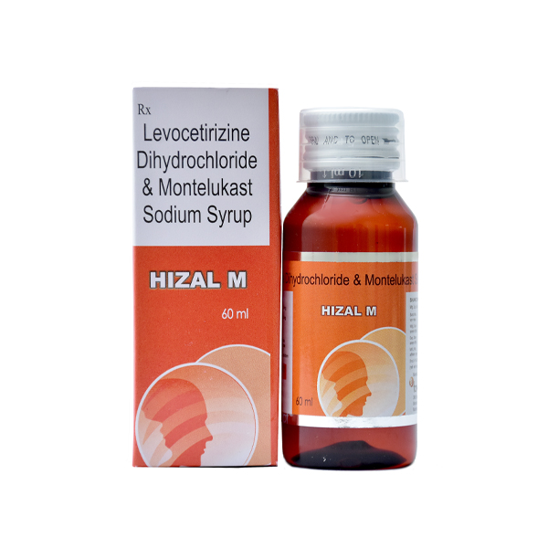Product Name: HIZAL M, Compositions of HIZAL M are Levocetirizine 2.5mg + Montelukast 5mg per 5 ml - Fawn Incorporation