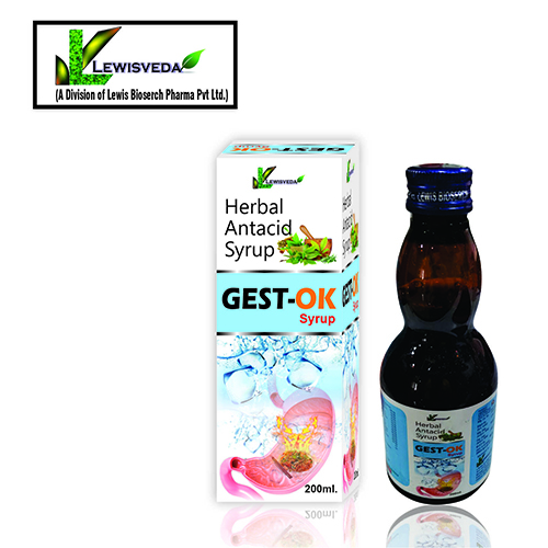 Product Name: Gest Ok, Compositions of Gest Ok are Herbal Antacid Syrup - Lewis Bioserch Pharma Pvt. Ltd