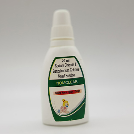 Product Name: Nomclear, Compositions of Nomclear are Sodium Chloride and benzalkonium Chloride Nasal solution - Acinom Healthcare