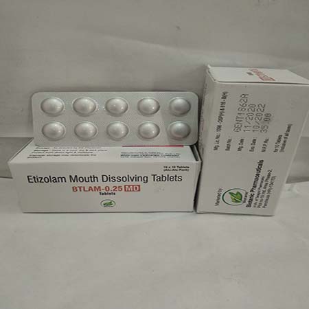 Product Name: Btlam 0.25 MD, Compositions of Btlam 0.25 MD are Etizolam Mouth Dossolving Tablets - Biotanic Pharmaceuticals