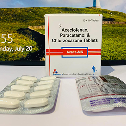 Product Name: Avace MR, Compositions of Avace MR are Aeclofenac Paracetamol & Chlorzoxazone Tablets - Adenscot Healthcare Pvt. Ltd.
