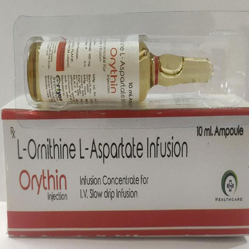 Product Name: Orythin, Compositions of Orythin are L Ornithine L Asspartate Infusion - Oriyon Healthcare
