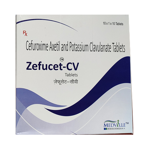 Product Name: Zefucet CV, Compositions of Zefucet CV are Cefuroxime Axetil and Pottasaium Clavulanate Tablets - Medville Healthcare