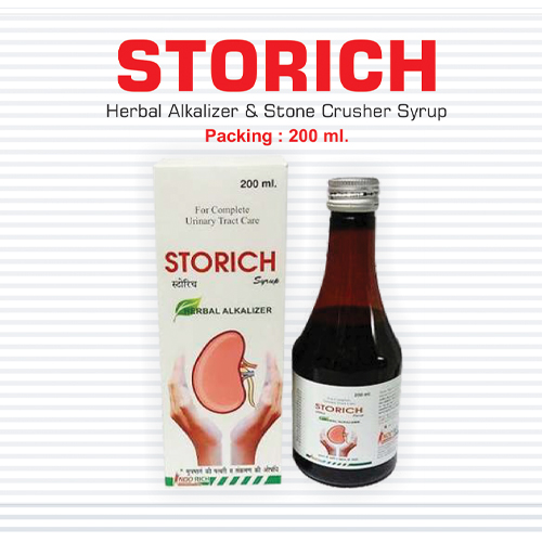 Product Name: Storich, Compositions of Storich are Herbal Alkalizer & Stone Crusher Syrup - Pharma Drugs and Chemicals