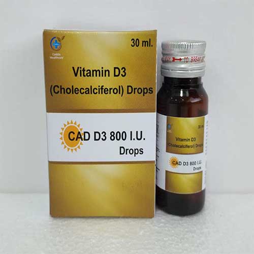Product Name: Cad D3 800 IU, Compositions of Cad D3 800 IU are Vitamin D3 (Cholecalciferol) Drops - Caddix Healthcare