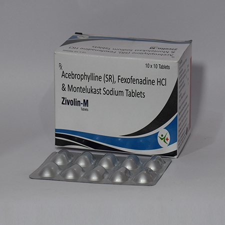 Product Name: zivolin M, Compositions of zivolin M are Acebropylline (SR),Fexofenadine Hcl & Montelukast Sodium Tablets - Meridiem Healthcare