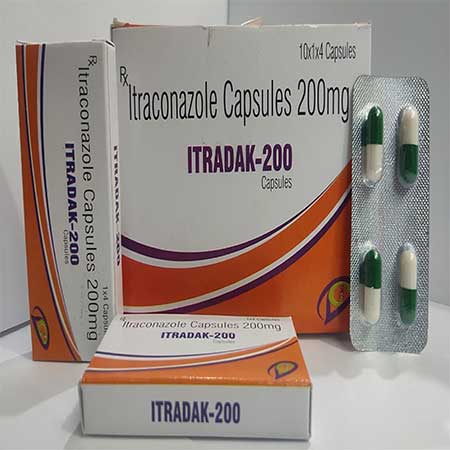 Product Name: Itradak, Compositions of Itradak are Itraconazone Capsules 200 mg - Dakgaur Healthcare