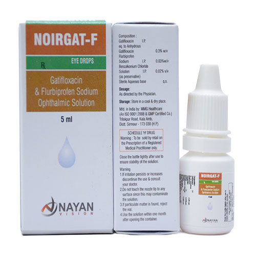 Product Name: Noirgat F, Compositions of Gatifloxacin & Flurbiprofen Sodium Ophthalmic Solution are Gatifloxacin & Flurbiprofen Sodium Ophthalmic Solution - Arlak Biotech