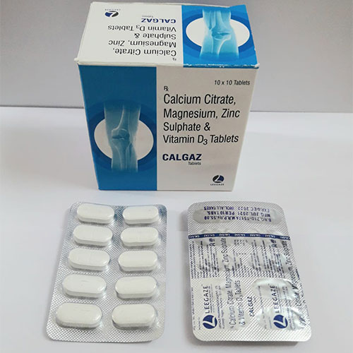 Product Name: Calgaz, Compositions of Calgaz are Calcium Citrate magnesium zinc sulphate & Vitamin D3 - Leegaze Pharmaceuticals Private Limited